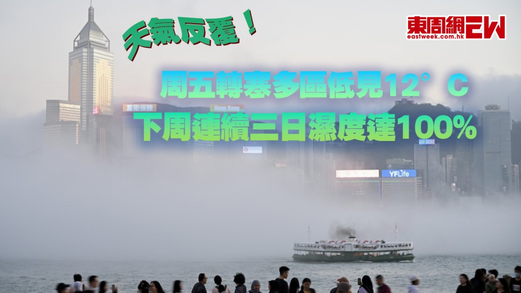 周五轉寒|天文台料多區低見12°C 下周回暖勁潮濕 連續三日濕度達100%