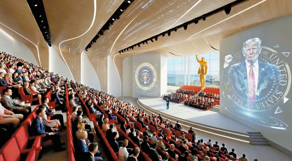 「特朗普總統圖書館」將會坐落邁阿密，內裏會安放巨型特朗普個人金色雕像。