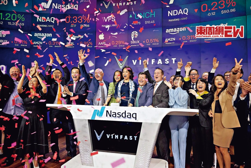 VinFast上月十五日於納斯達克掛牌，其後股價爆炒，狂升超過七倍，市值超越福特等老牌車廠。