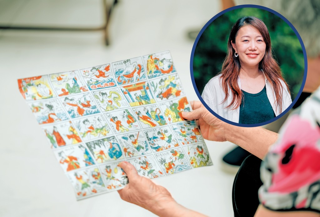梅詩華以昔日南區小孩的玩意,創作出一套「公仔紙」遊戲,串連今昔的南區生活。 梅詩華以昔日南區小孩的玩意,創作出一套「公仔紙」遊戲,串連今昔的南區生活。