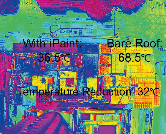 塗上iPaint的天台表面溫度明題有所降低。 塗上iPaint的天台表面溫度明題有所降低。