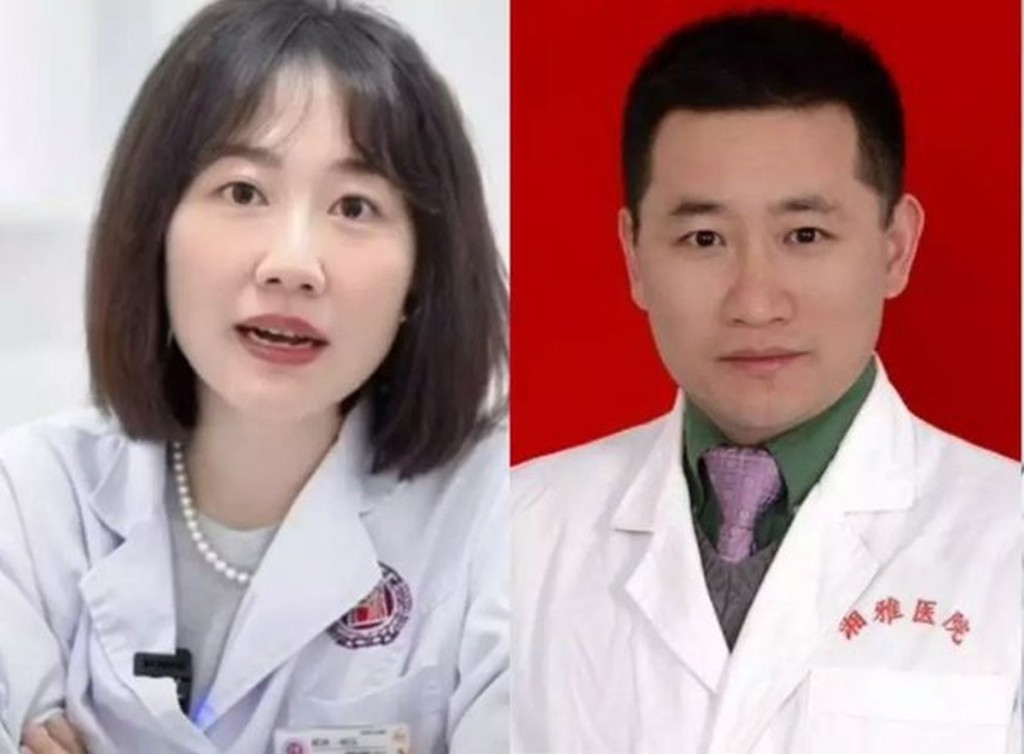 湖南省人民醫院副院長祖雄兵（右）和眼科主任醫師曾琦（左）被指存在不正當關係
