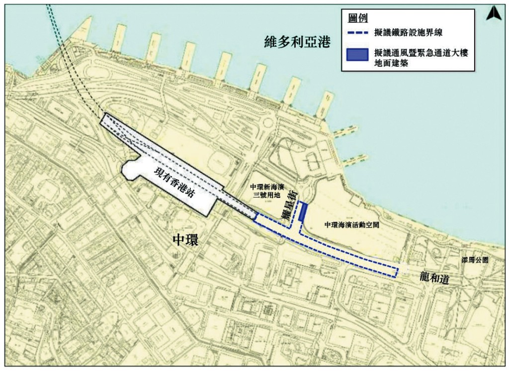 港鐵新方案擬將通風暨緊急通道大樓遷至耀星街東側靠近龍和道的位置。 港鐵新方案擬將通風暨緊急通道大樓遷至耀星街東側靠近龍和道的位置。