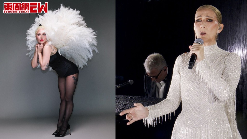 奧運乜東東｜Celine Dion重返舞台泣唱生命之歌　Lady Gaga Dior羽毛造型驚艷登場   向法國舞者致敬