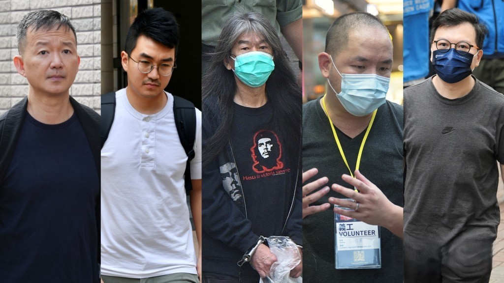 由左至右陳志全、鄭達鴻、梁國雄、吳政亨及何啟明