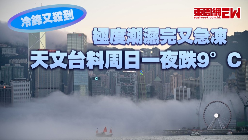 冷鋒又殺到｜極度潮濕完又急凍 天文台料周日一夜跌9°C 下周一最低13°C