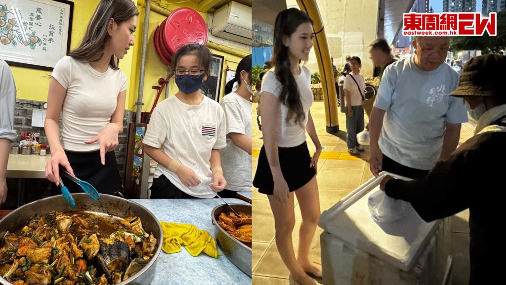 周婷現身深水埗 豪請露宿者歎鮑魚