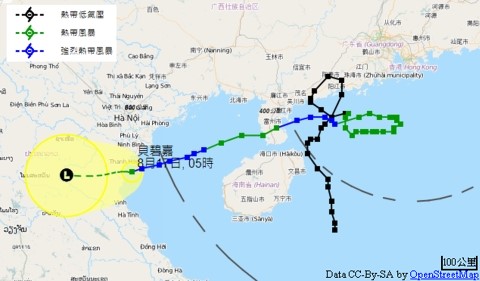 2018年「貝碧嘉」路徑。天文台天氣隨筆「為生命旅程綁個蝴蝶結」截圖。  