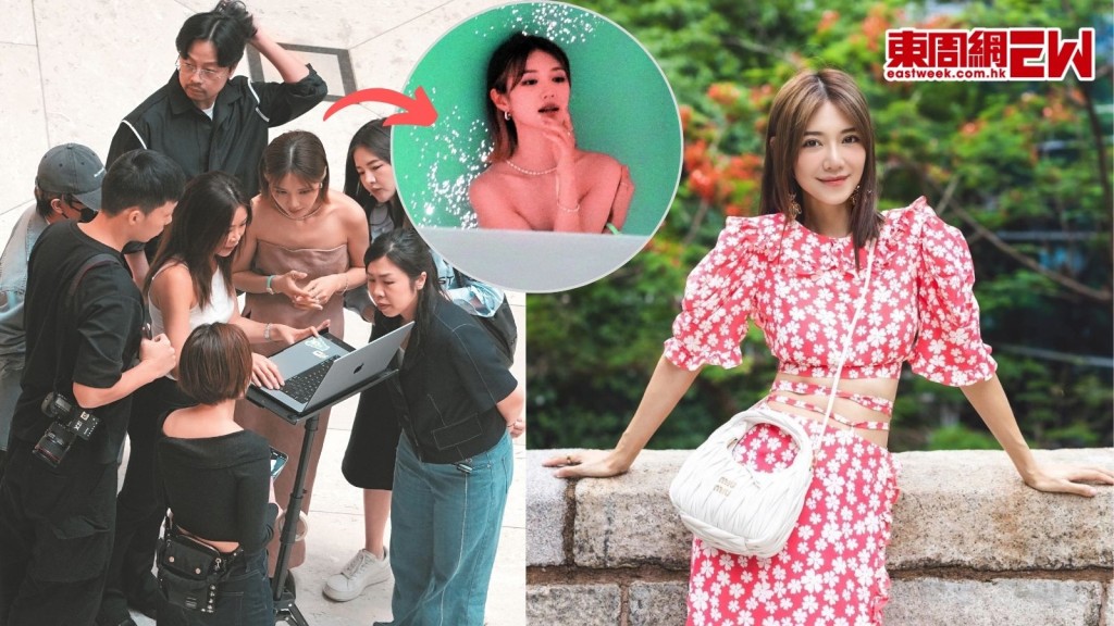 倪晨曦為品牌影硬照 7工作人員築人牆包圍 排場十足如巨星