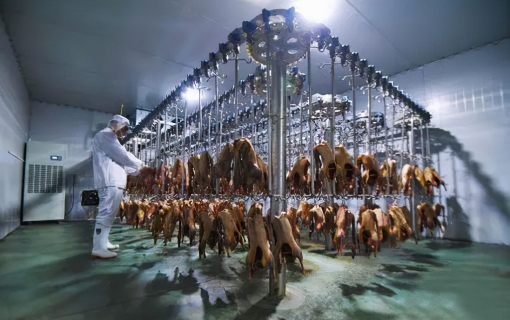 宰鵝拔毛後，鵝肉也被製成食品出售。