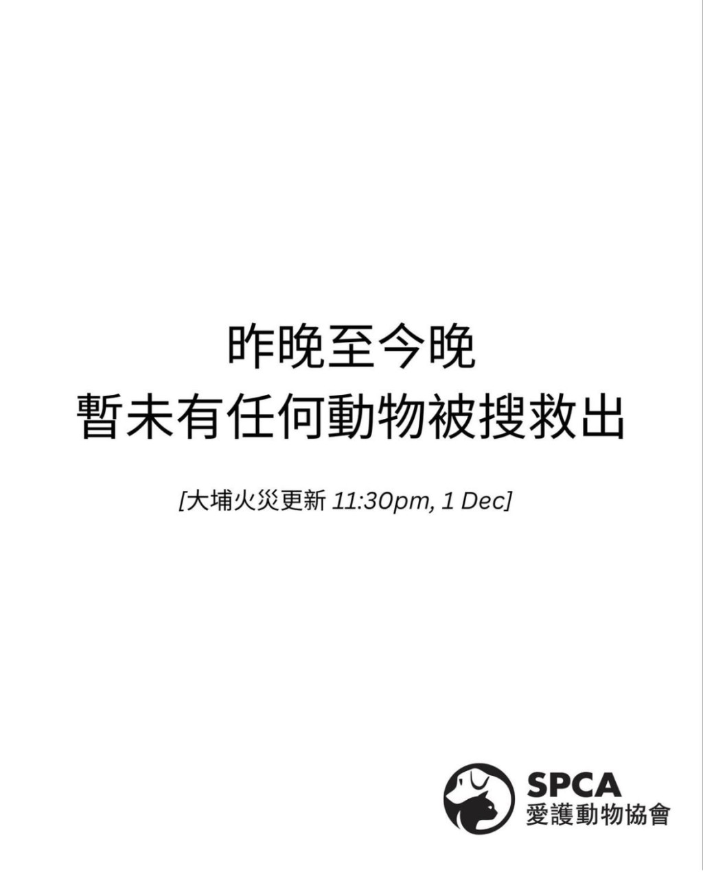 12月1日未有再救出動物。