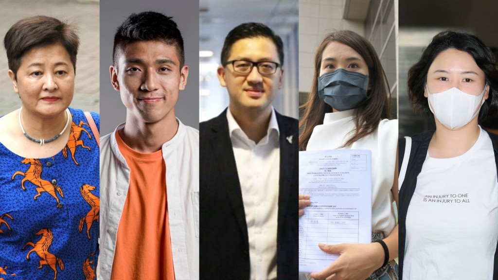 由左至右黃碧雲、鄒家成、林卓廷、何桂藍及余慧明等10人向終審法院申請上訴許可