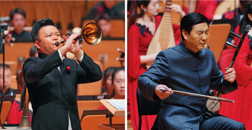 （左）嗩吶：王展展（右）板胡：沈誠