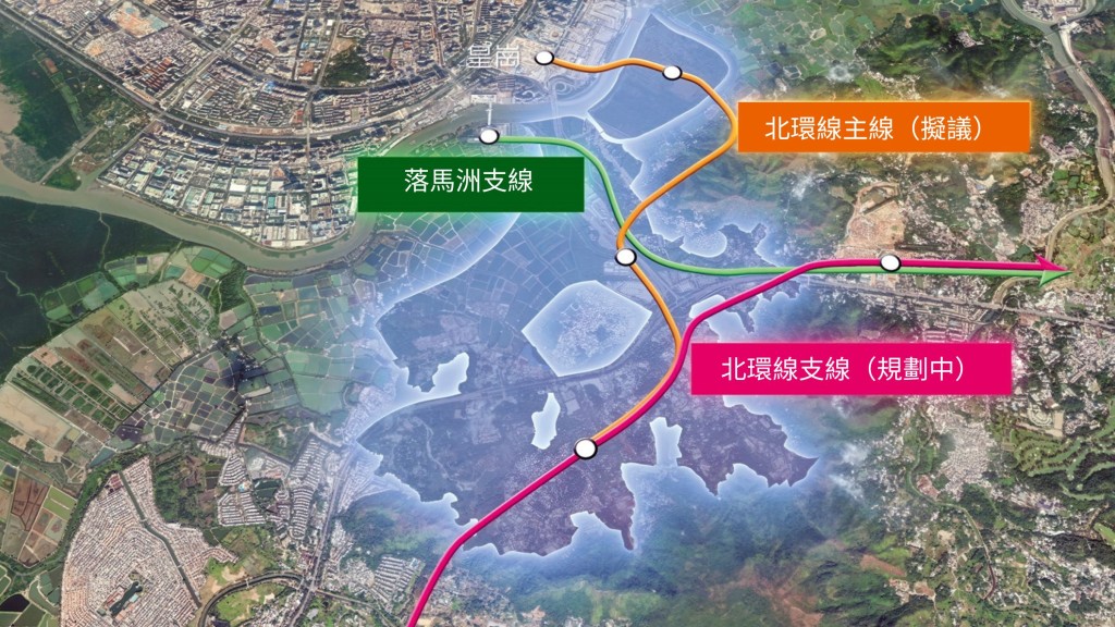新田科技城內將建有北環線主線及支線的鐵路路段。