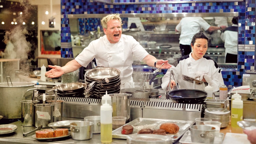 電視真人騷《地獄廚房》最吸睛之處，是廚師藍斯（左）經常的怒吼。