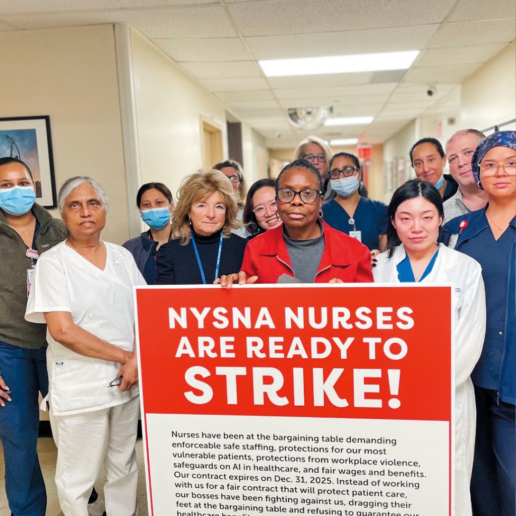 紐約州護士協會成員在當局無視他們的訴求後,發起罷工行動。 紐約州護士協會成員在當局無視他們的訴求後,發起罷工行動。