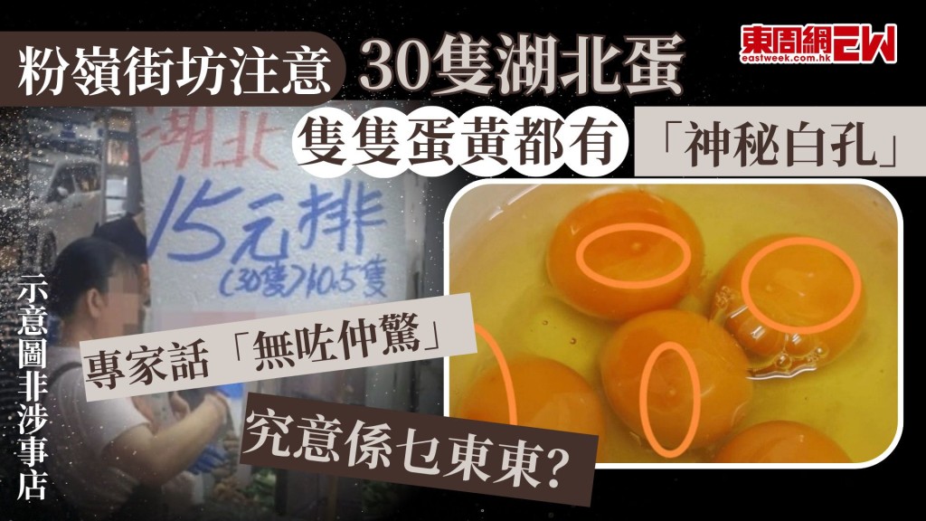 粉嶺街坊注意｜30隻湖北蛋隻隻蛋黃都有「神秘白孔」 專家話「無咗仲驚」 究意係乜東東？