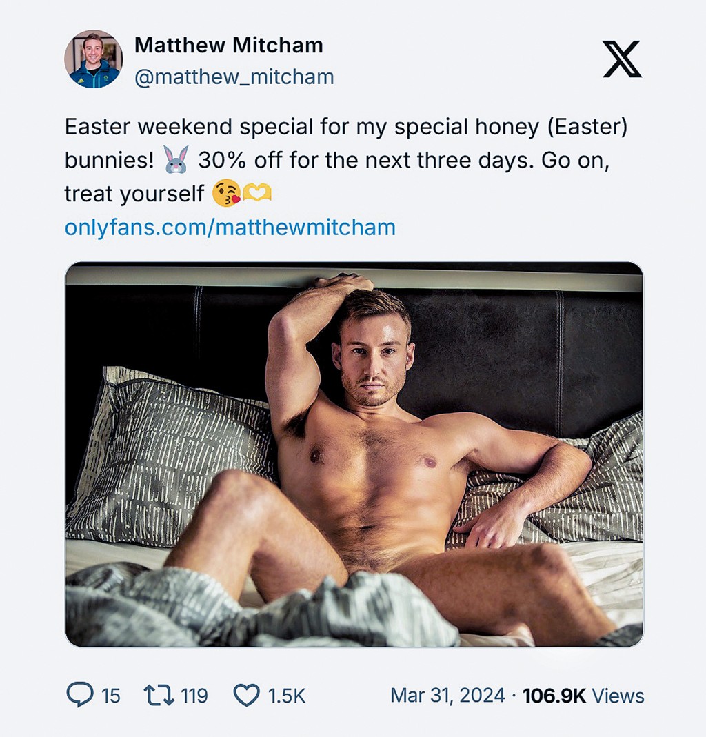 澳洲退役跳水冠軍 Matthew Mitcham 直言，經營OnlyFans平台收入是過去運動員贊助的三倍。