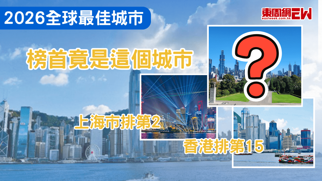 2026全球最佳城市排名出爐，香港排名10大不入，比排名第2的中國上海還要低得多，英國知名城市指南《Time Out》11日公布2026年全球50座最佳城市排行榜，榜首並未落在處處人文薈萃的歐洲，而是在南半球的澳洲。