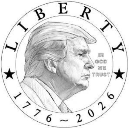 慶祝美國建國250周年而設計的紀念幣草圖。TrumpTruthOnX@X