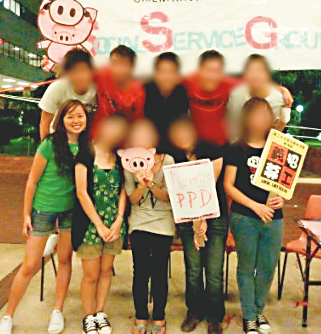 植潔鈴曾於理大護理系就讀一年，與莊員在Social Service Group合照。