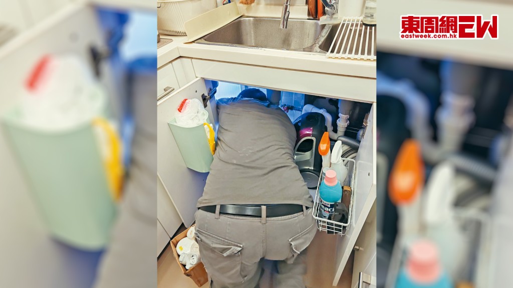 香港機電業工會聯合會義工隊在過去的周日晚，上門為太古城居民清潔喉管。