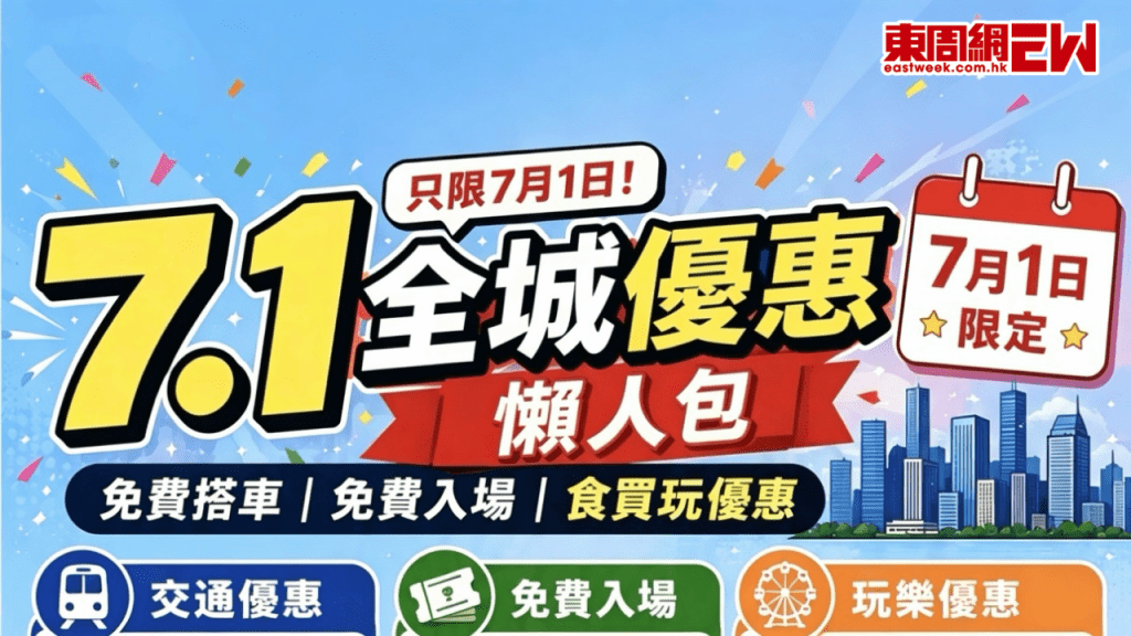 七一回歸優惠懶人包2026｜21大重點一文睇！囊括交通、景點、食玩買著數、獎賞活動！
