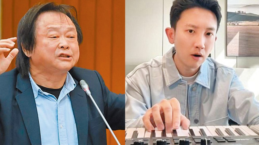 民進黨籍立委王世堅(左圖)的誇張肢體動作及金句,被內地音樂人王搏(右圖)用來創作歌曲。 民進黨籍立委王世堅(左圖)的誇張肢體動作及金句,被內地音樂人王搏(右圖)用來創作歌曲。