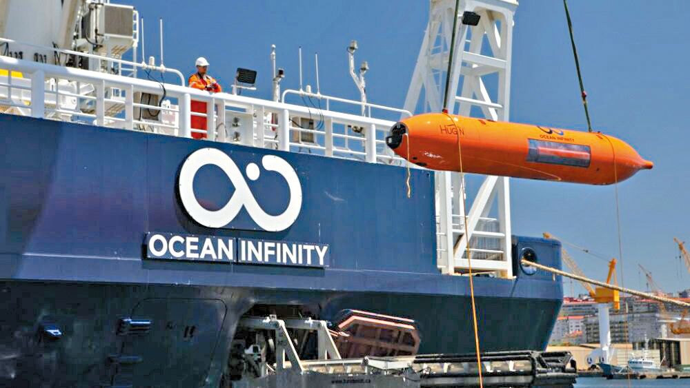 今次海洋無限會出動自主水下航行器（AUV），能在超過六千米的深海持續運作。