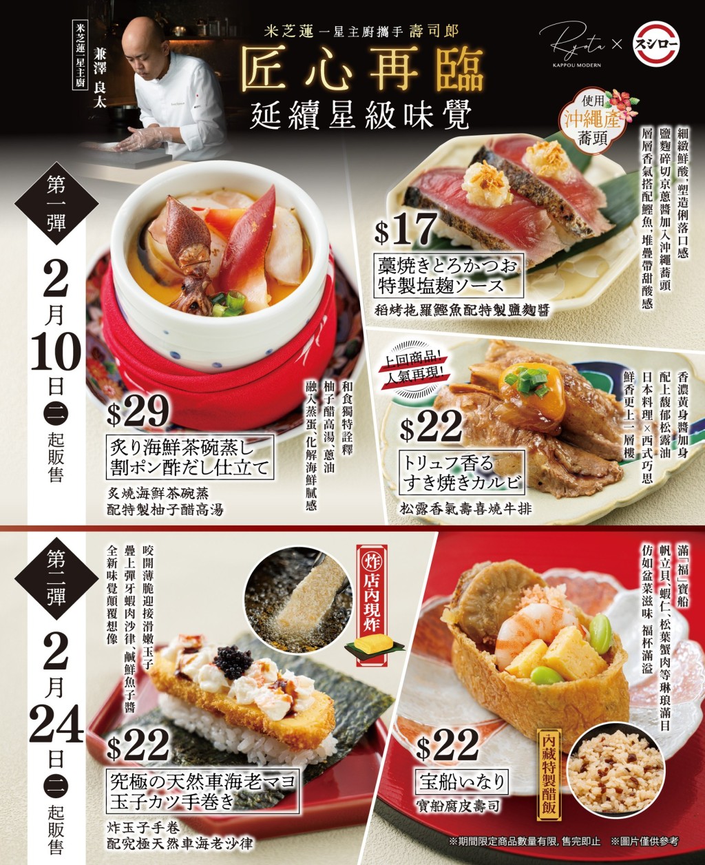 5款壽司郎x米芝蓮主廚Ryota聯乘限定壽司