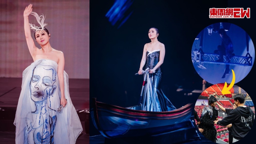 楊千嬅演唱會｜第3場出現突發狀況 穿8吋高跟鞋楊千嬅奔走舞台 笑稱道具船拋錨 為遲開騷致歉