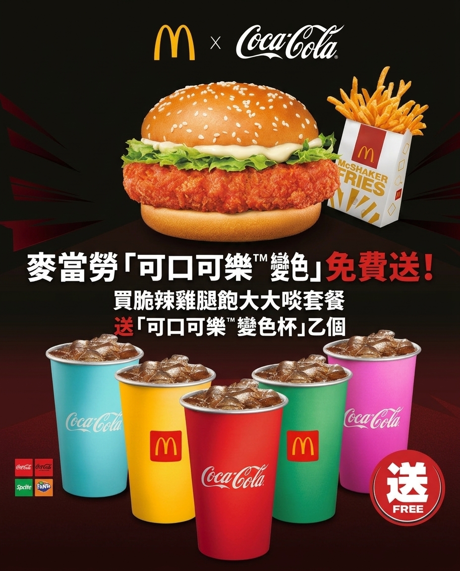 麥當勞X可口可樂®聯乘 | 「可口可樂™變色杯」免費送