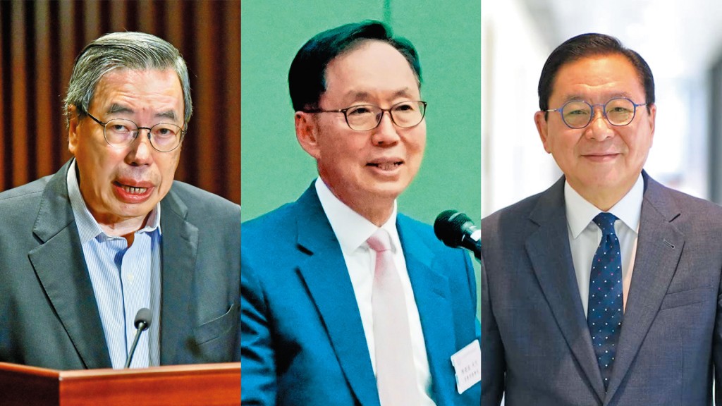 多位資深立法會議員梁君彥(左)、陳健波(中)、林健鋒(右)等已宣布放棄爭取連任。 多位資深立法會議員梁君彥(左)、陳健波(中)、林健鋒(右)等已宣布放棄爭取連任。