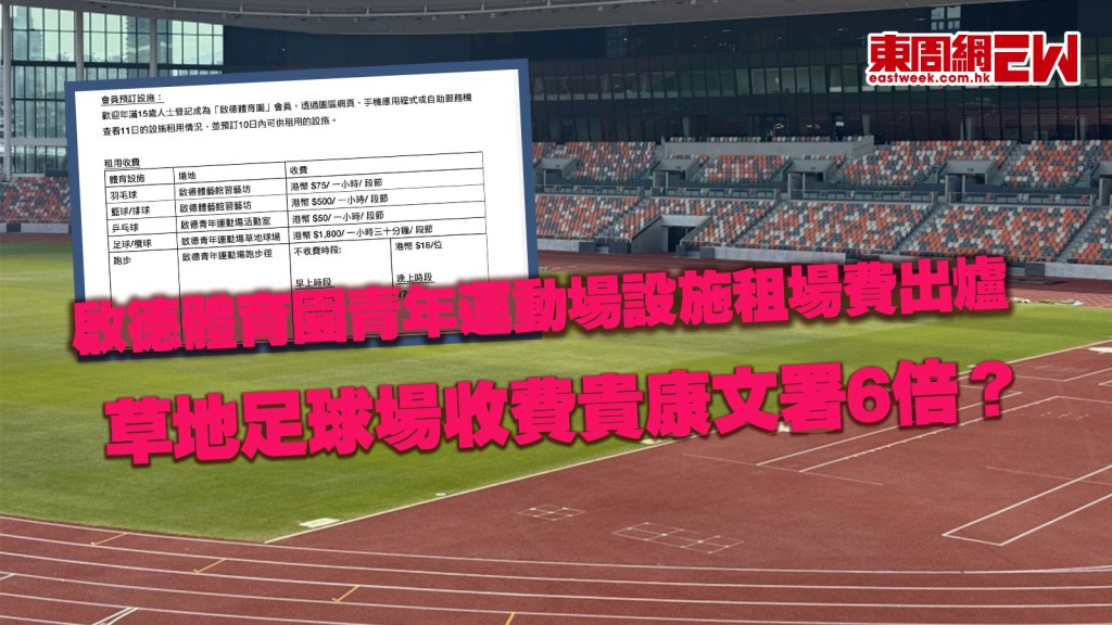 啟德體育園︱青年運動場設施租場費出爐 草地足球場收費貴康文署6倍 租用須先登記成會員