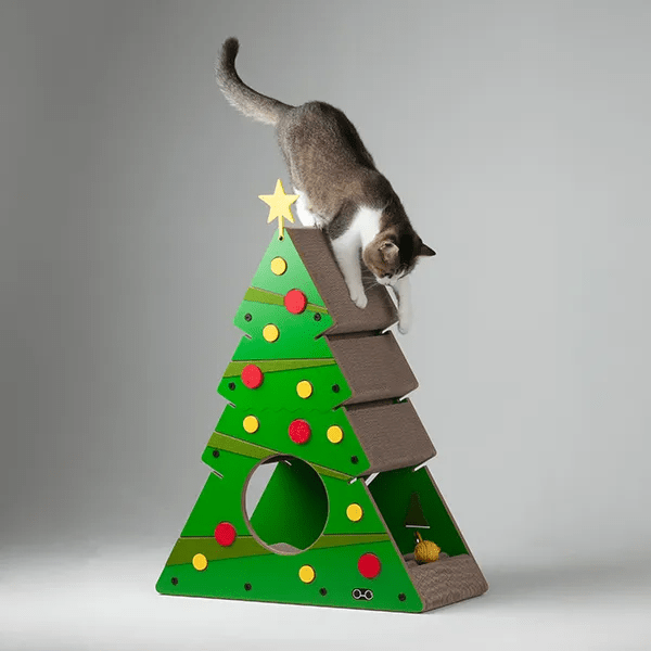 紙製聖誕貓樹。
