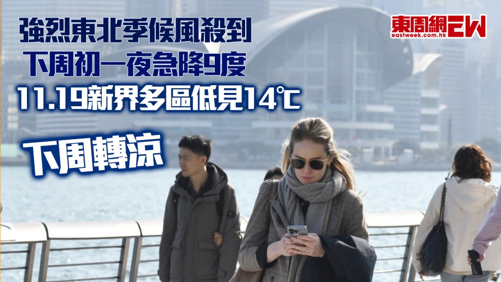 下周轉涼︱強烈東北季候風殺到 下周初一夜急降9度 11.19新界多區低見14℃