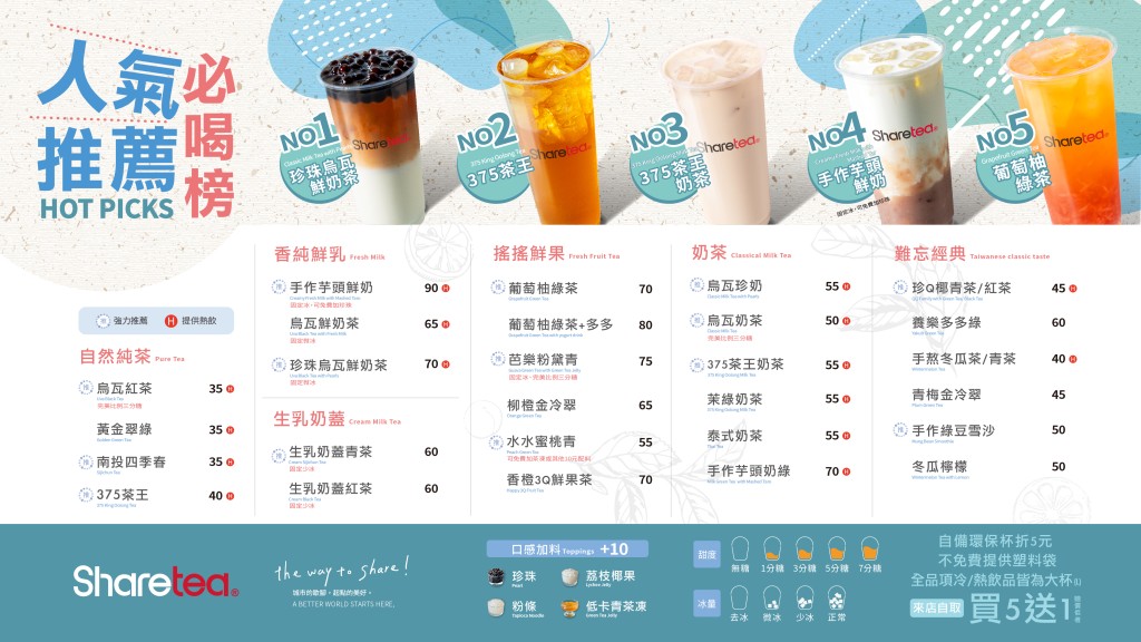 Sharetea歇腳亭16周年優惠