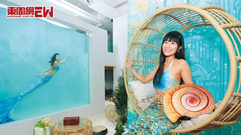 鍾卓芝和譚希瑜在一九年創立美人魚學校「Mermaid Ocean Place」，今年再下一城設立全港首個美人魚水族館。
