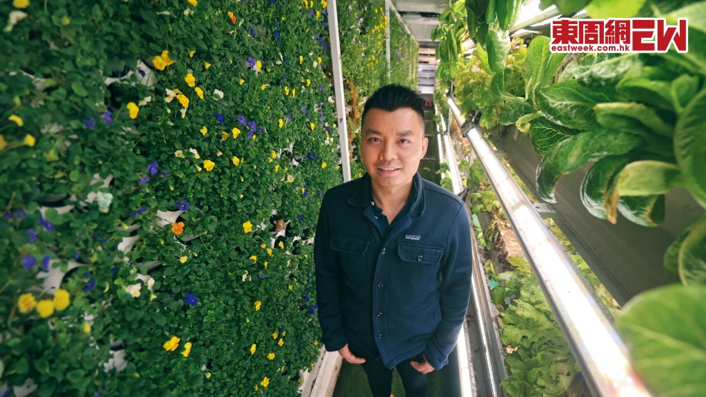樂梓健在一九年與夥伴共同成立室內農場品牌Full Nature Farms，旨在根據香港實際情況研發適合本地的魚菜共生自動化種植系統。